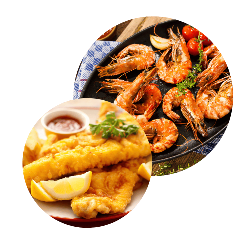 Hake and Prawns