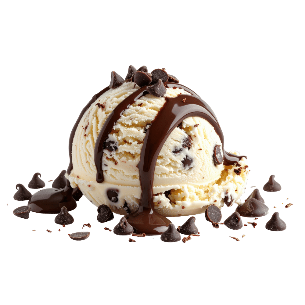 Ice cream with chocolate sauce