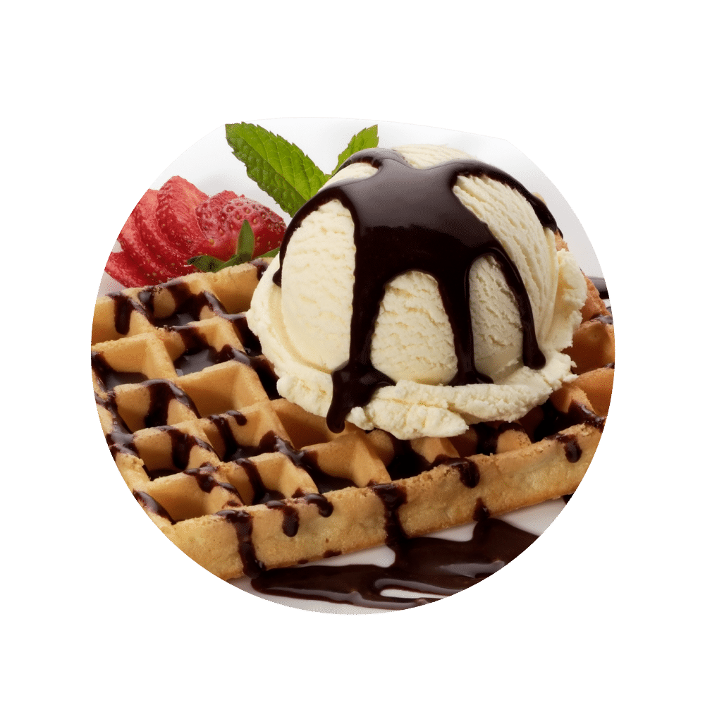 Waffle with ice cream or Cream